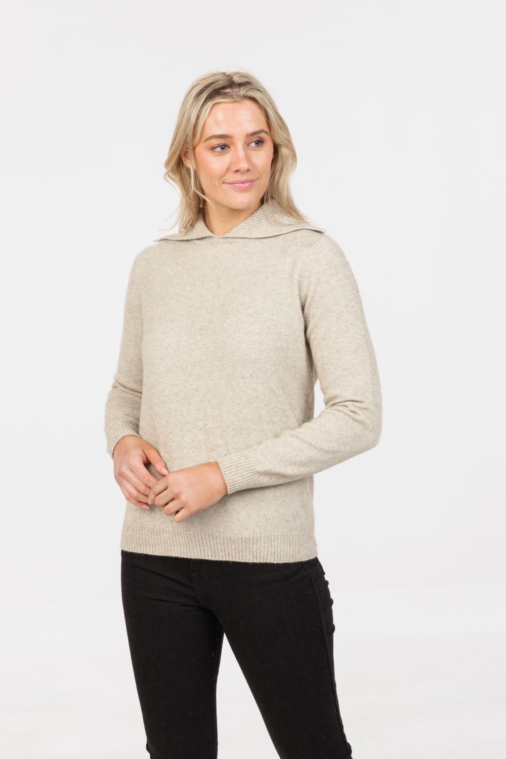 Folded neck sweater best sale