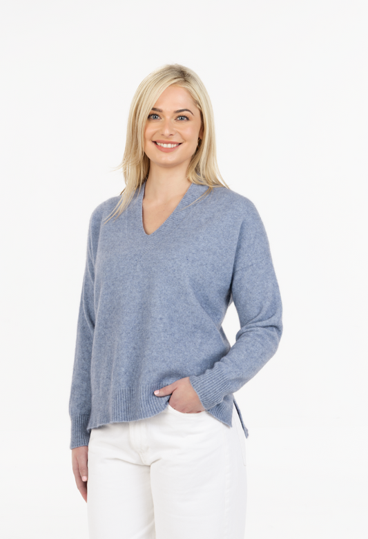 Relaxed Vee Neck Sweater