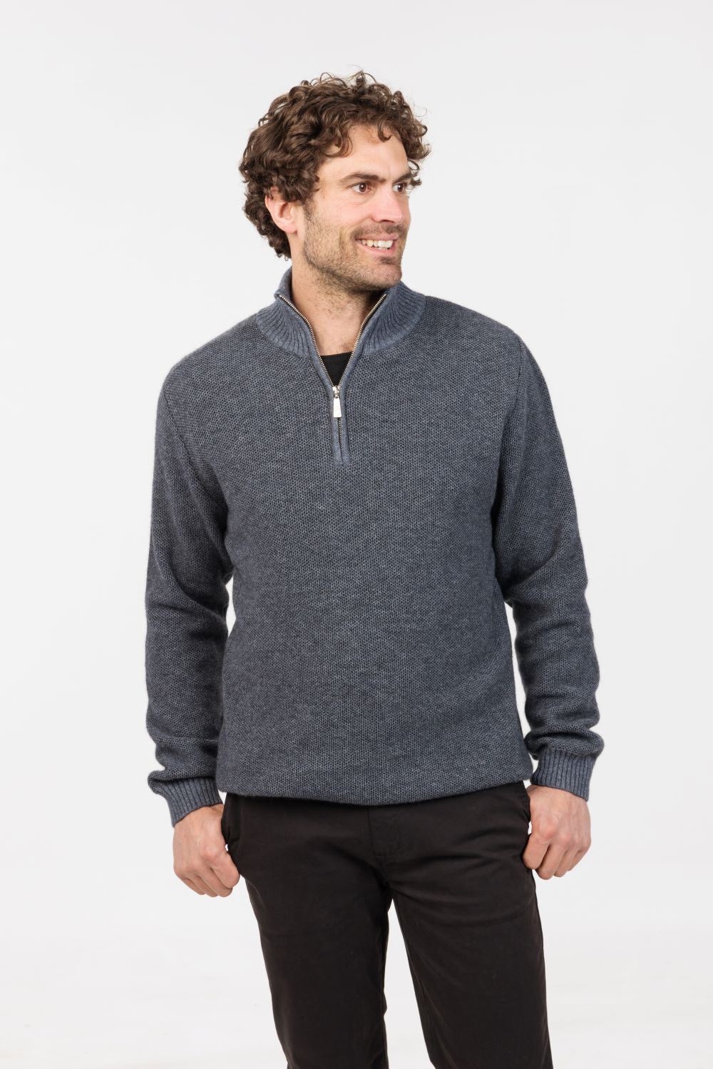 Textured Half Zip Sweater